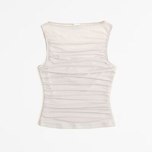 Abercrombie Mesh Ruched Slash Top - Beige